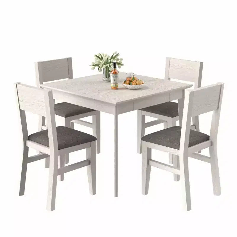 Chaises de salle à manger rustiques en bois, chaises de cuisine en bois d'hévéa avec assise et dossier rembourrés, gris