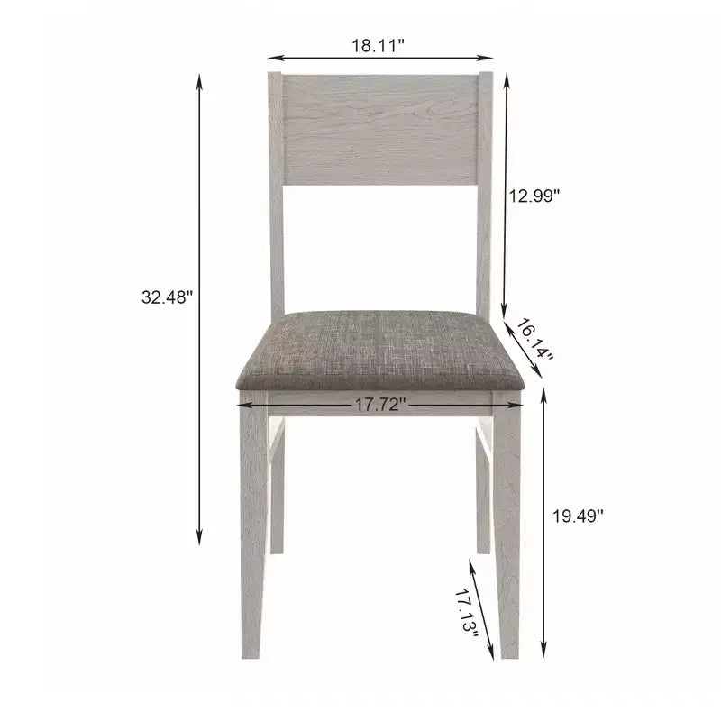 Chaises de salle à manger rustiques en bois, chaises de cuisine en bois d'hévéa avec assise et dossier rembourrés, gris