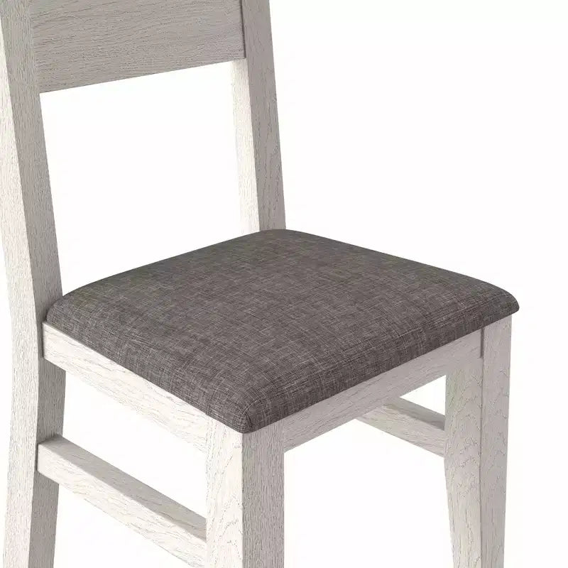 Chaises de salle à manger rustiques en bois, chaises de cuisine en bois d'hévéa avec assise et dossier rembourrés, gris