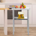 Table de préparation en acier inoxydable, 61 x 46 x 91 cm, charge maximale 272 kg, plan de travail en métal robuste avec étagère inférieure et pieds réglables