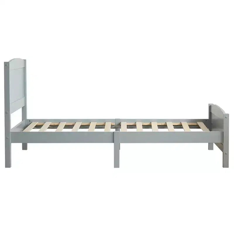Cadre de lit en bois massif gris, taille double