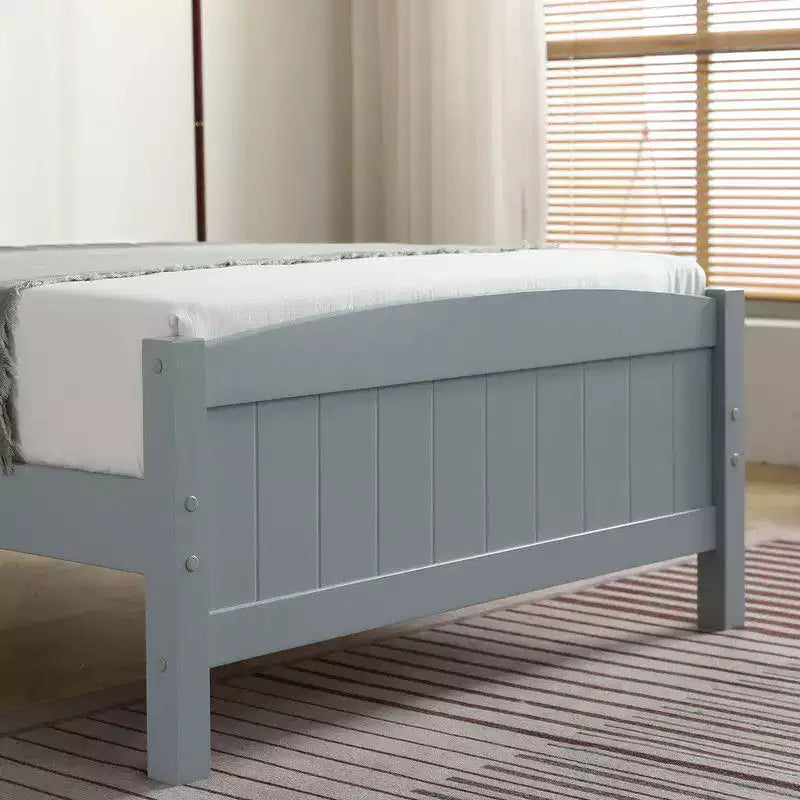 Cadre de lit en bois massif gris, taille double
