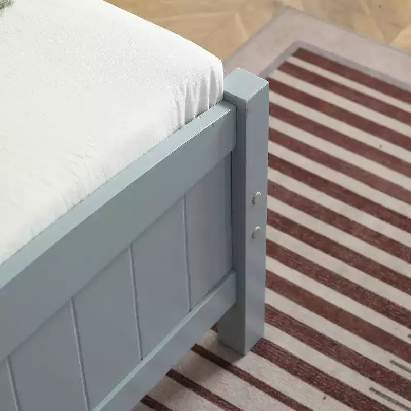 Cadre de lit en bois massif gris, taille double