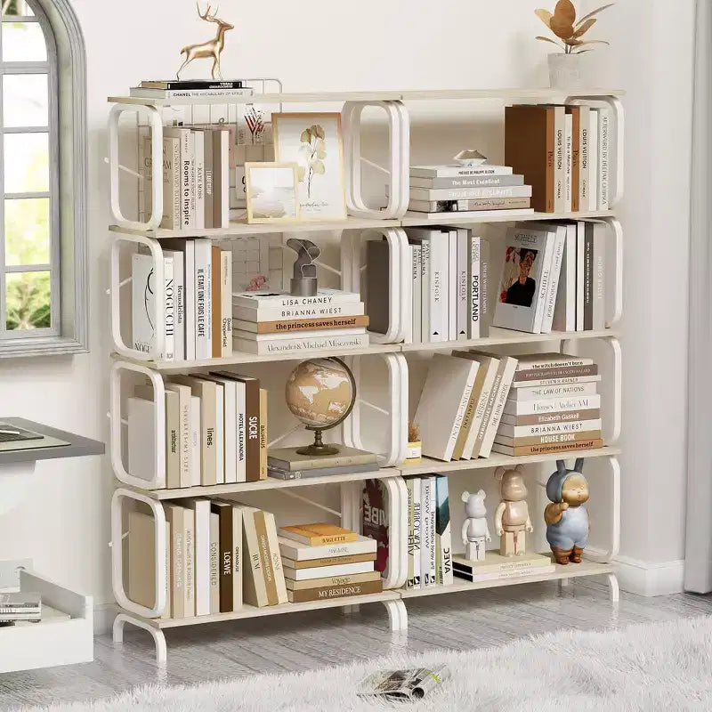 MAYEERTY C-Shaped Side Table, Wood End Table with Metal Frame Slide for Bedroom Living Room
