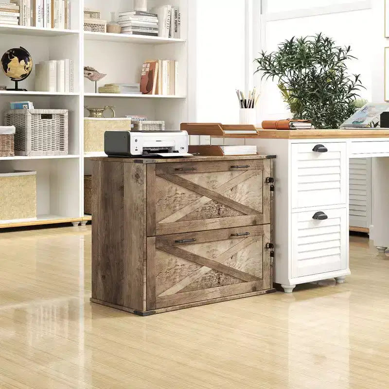 Karl Home 2-Drawer Gray Particle Board 31.5in. W Lateral File Cabinet