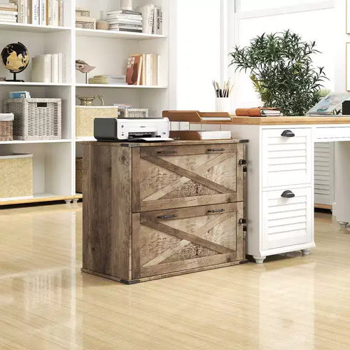 Karl Home 2-Drawer Gray Particle Board 31.5in. W Lateral File Cabinet