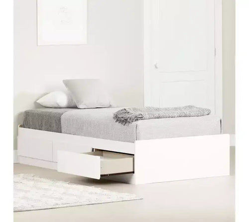 HomeStock 14.75 in.H Twin Size White with Storage Beds made of Particle Board Bed Frame