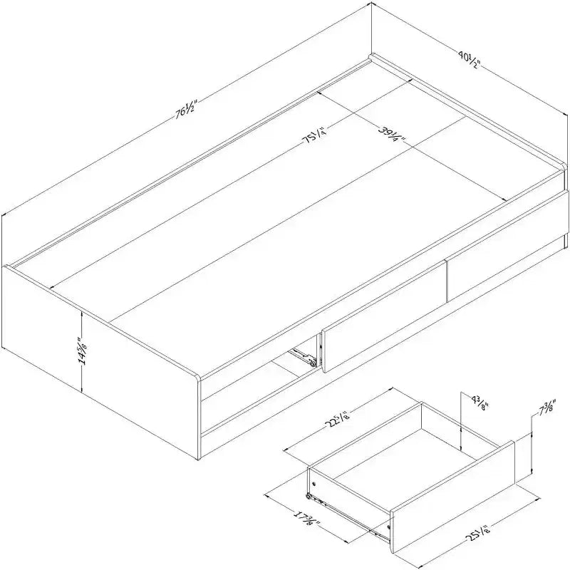 Lit double blanc de 37,46 cm de hauteur avec rangement et cadre en panneaux de particules