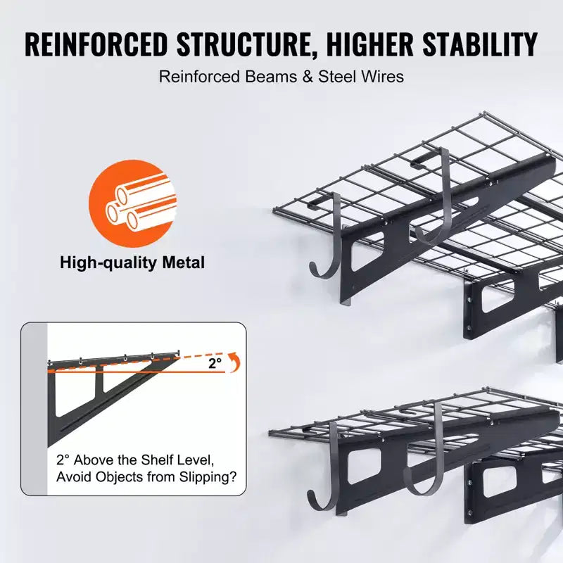 Étagères de rangement de garage, étagères de garage murales robustes de 1,2 m x 0,6 m, capacité de charge de 227 kg (au total), rack de rangement de garage