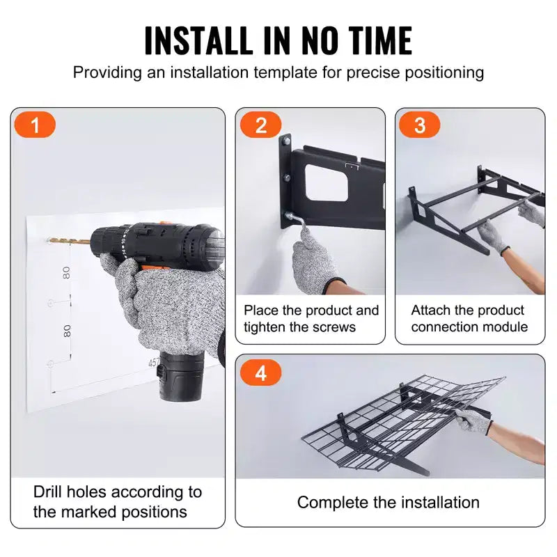 Étagères de rangement de garage, étagères de garage murales robustes de 1,2 m x 0,6 m, capacité de charge de 227 kg (au total), rack de rangement de garage