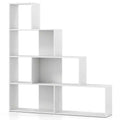 Costway 1/2 PCS 4-Tier Bookshelf with 6 Storage Cubes 64 Tall Modern Geometric Stair Bookcase