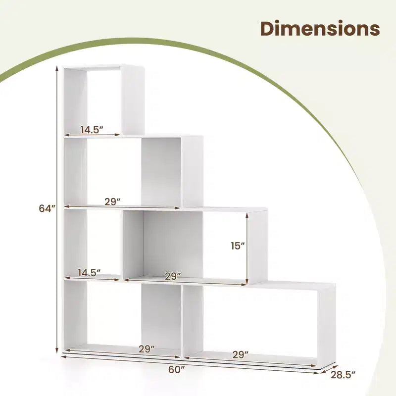 Étagère à livres à 4 niveaux avec 6 cubes de rangement, bibliothèque d'escalier géométrique moderne de 162 cm de haut