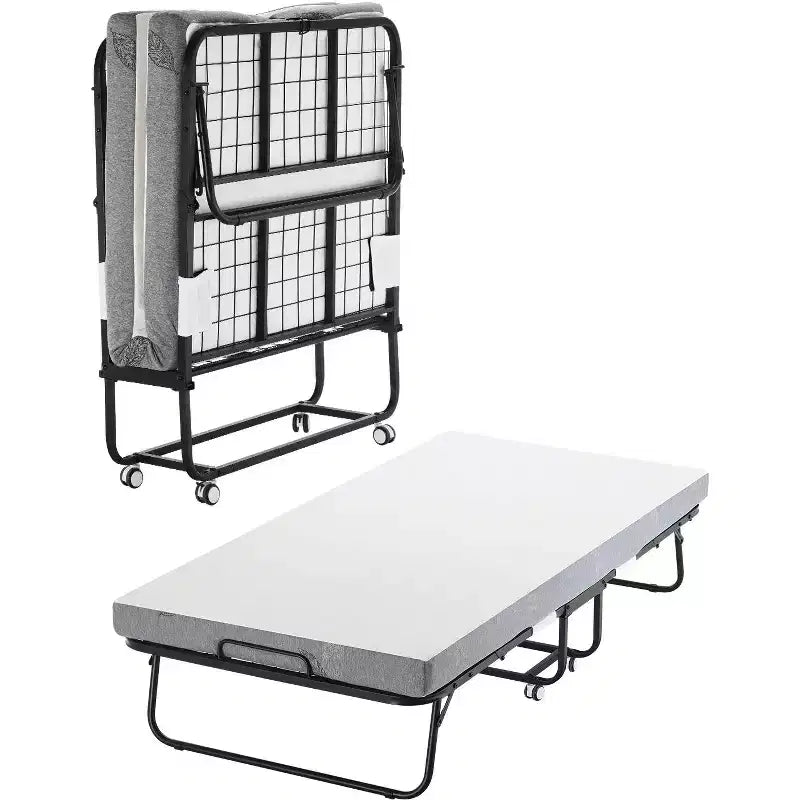 VEVOR Rollaway Bed, 38 in x 75 in Folding Bed with 4 in Mattress, Twin Size Foldable Bed with Sturdy Metal Frame & Memory Foam Mattress