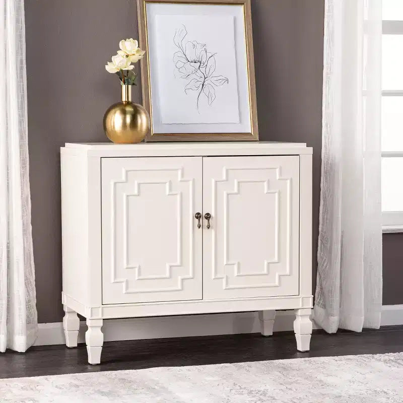 Bahut blanc antique à double porte - Blanc