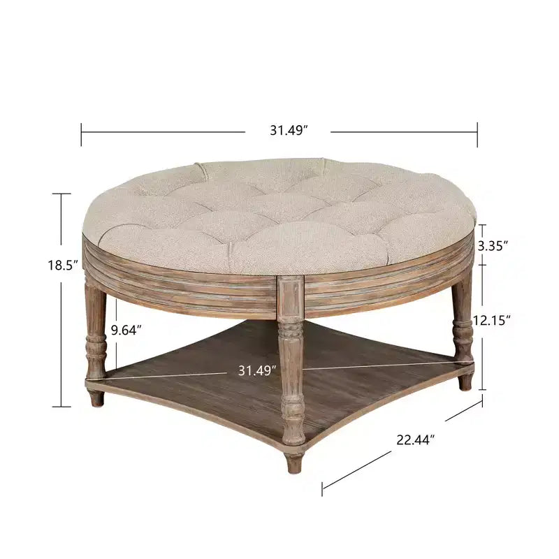 Table basse ronde Pouf imperméable avec design touffeté, Table d'appoint de canapé Repose-pieds rembourré Table basse de ferme Table basse de cocktail