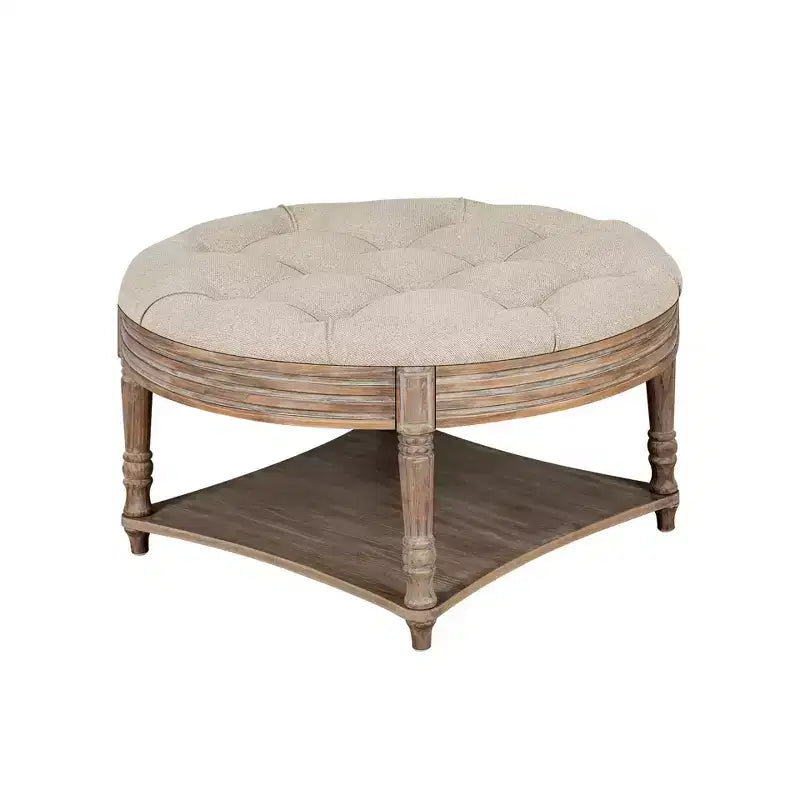 Table basse ronde Pouf imperméable avec design touffeté, Table d'appoint de canapé Repose-pieds rembourré Table basse de ferme Table basse de cocktail