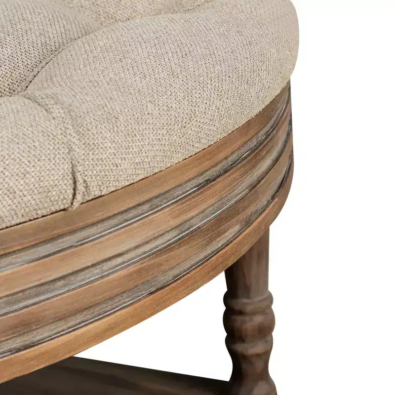 Table basse ronde Pouf imperméable avec design touffeté, Table d'appoint de canapé Repose-pieds rembourré Table basse de ferme Table basse de cocktail