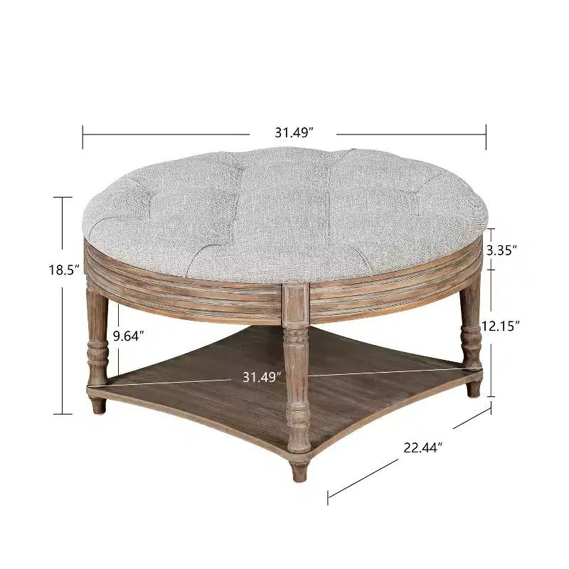 Table basse ronde Pouf imperméable avec design touffeté, Table d'appoint de canapé Repose-pieds rembourré Table basse de ferme Table basse de cocktail