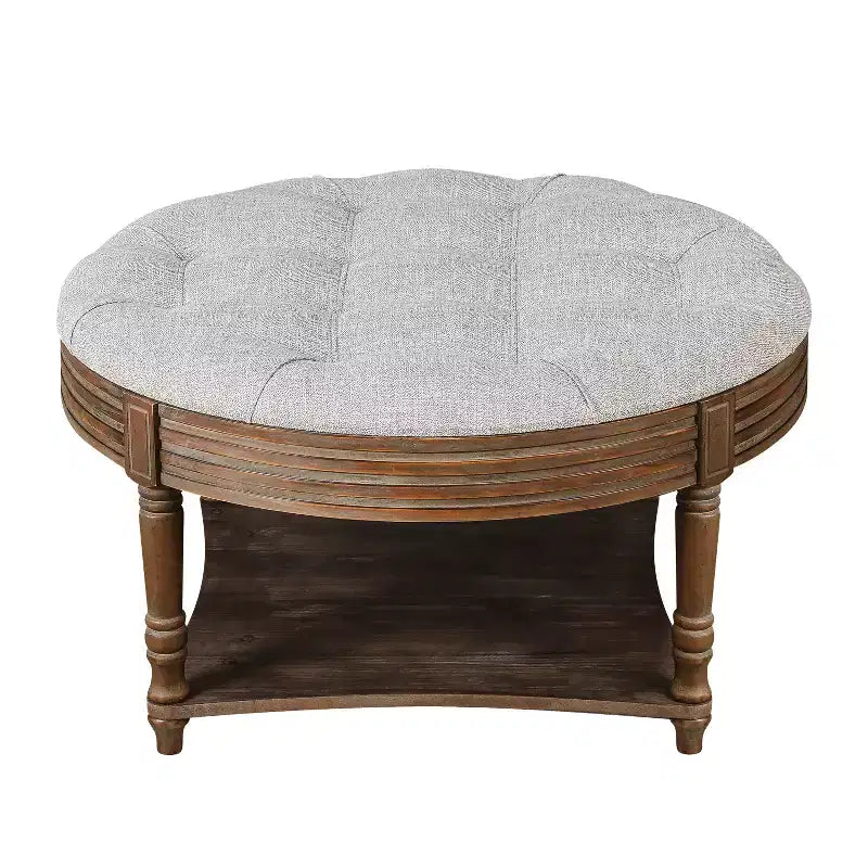 Table basse ronde Pouf imperméable avec design touffeté, Table d'appoint de canapé Repose-pieds rembourré Table basse de ferme Table basse de cocktail