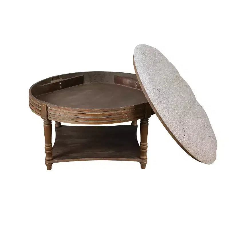 Table basse ronde Pouf imperméable avec design touffeté, Table d'appoint de canapé Repose-pieds rembourré Table basse de ferme Table basse de cocktail