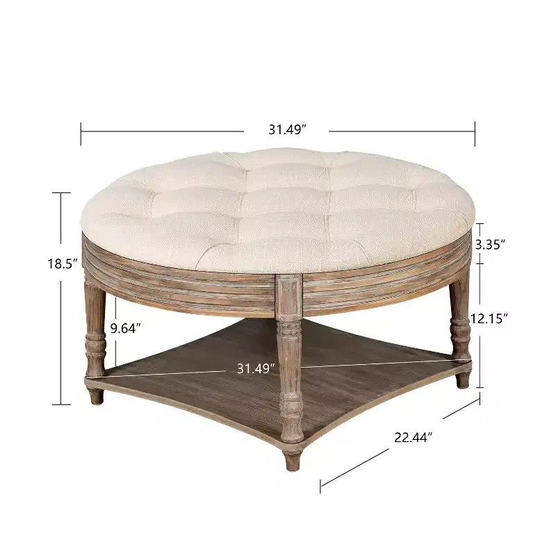 Table basse ronde Pouf imperméable avec design touffeté, Table d'appoint de canapé Repose-pieds rembourré Table basse de ferme Table basse de cocktail