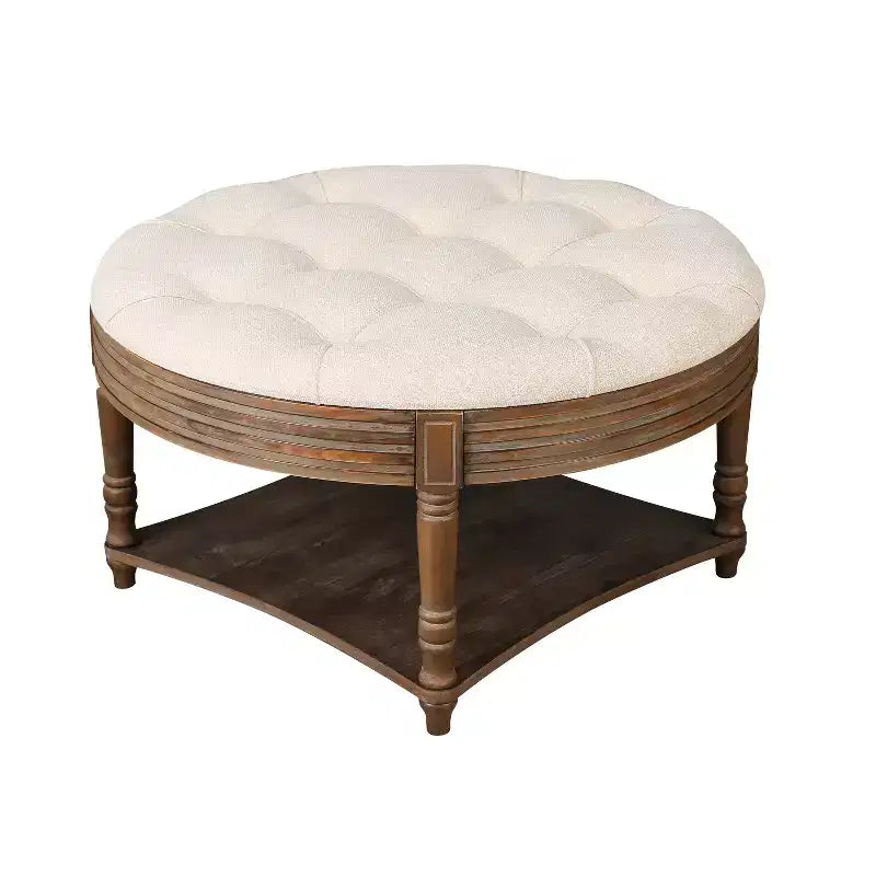 Table basse ronde Pouf imperméable avec design touffeté, Table d'appoint de canapé Repose-pieds rembourré Table basse de ferme Table basse de cocktail