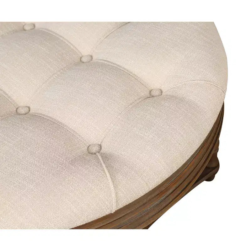 Table basse ronde Pouf imperméable avec design touffeté, Table d'appoint de canapé Repose-pieds rembourré Table basse de ferme Table basse de cocktail