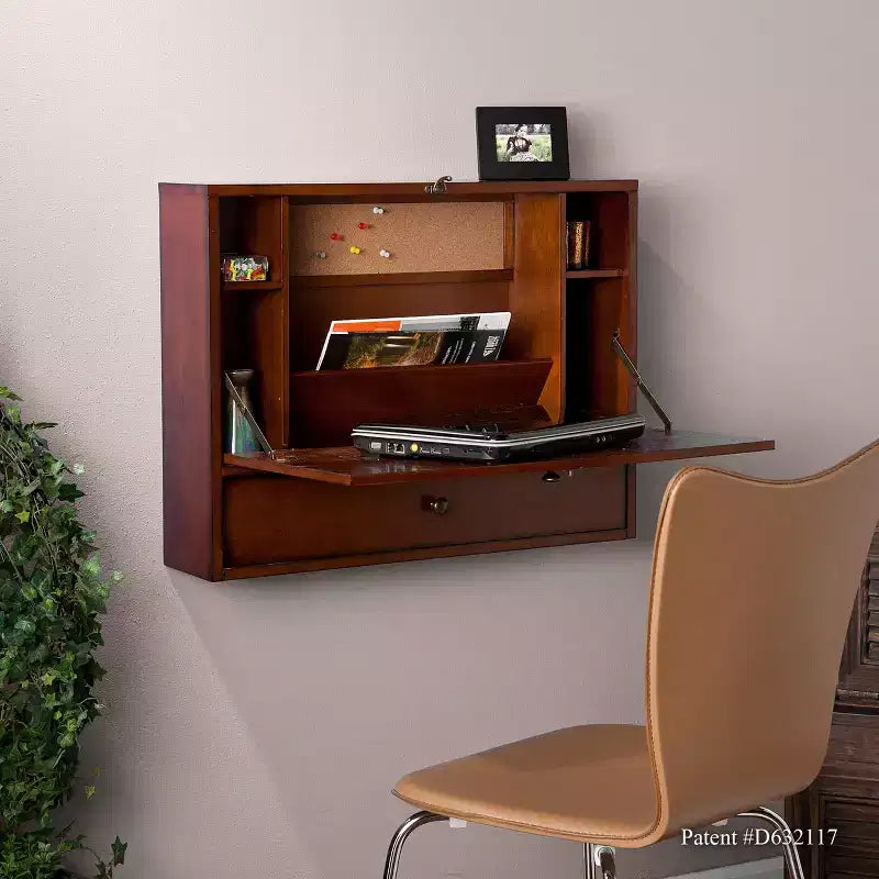 Bureau mural pour ordinateur portable - marron
