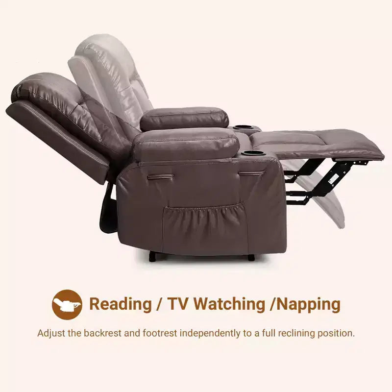 Fauteuil inclinable releveur électrique, Meuble réglable pour le dos et les jambes avec 3 positions, Poche latérale (largeur d'assise 22 + porte-gobelets)