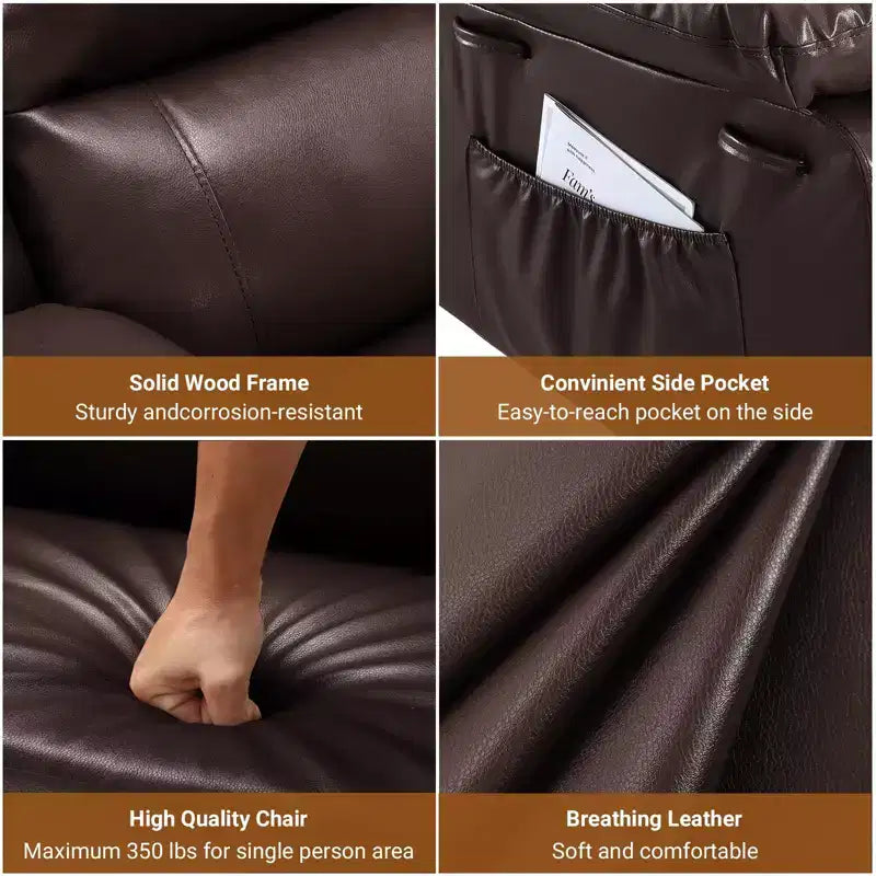 Fauteuil inclinable releveur électrique, Meuble réglable pour le dos et les jambes avec 3 positions, Poche latérale (largeur d'assise 22 + porte-gobelets)