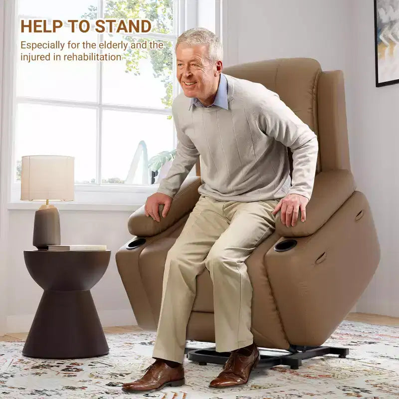 Fauteuil inclinable releveur électrique, Meuble réglable pour le dos et les jambes avec 3 positions, Poche latérale (largeur d'assise 22 + porte-gobelets)