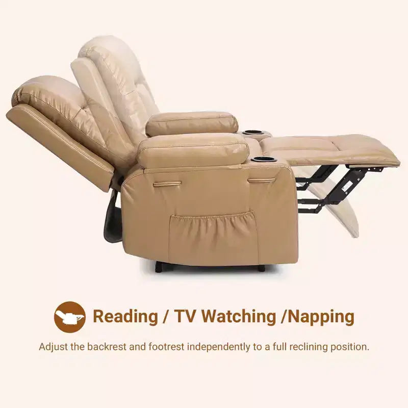 Fauteuil inclinable releveur électrique, Meuble réglable pour le dos et les jambes avec 3 positions, Poche latérale (largeur d'assise 22 + porte-gobelets)