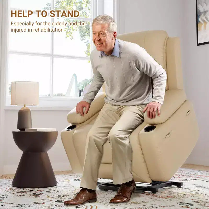 Fauteuil inclinable releveur électrique, Meuble réglable pour le dos et les jambes avec 3 positions, Poche latérale (largeur d'assise 22 + porte-gobelets)