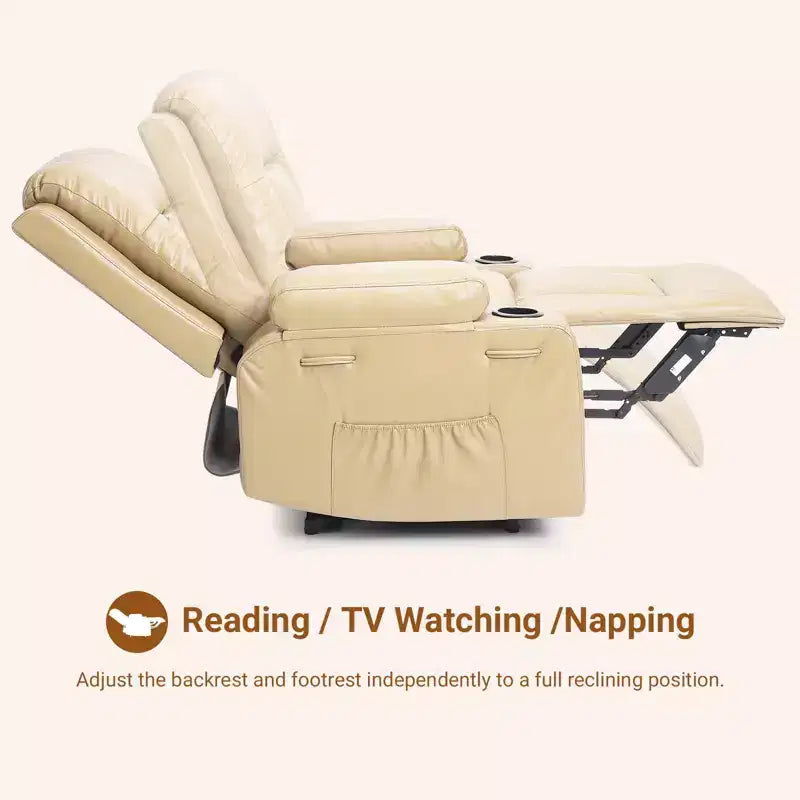 Fauteuil inclinable releveur électrique, Meuble réglable pour le dos et les jambes avec 3 positions, Poche latérale (largeur d'assise 22 + porte-gobelets)