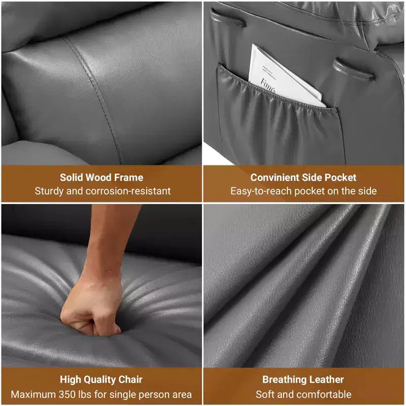 Fauteuil inclinable releveur électrique, Meuble réglable pour le dos et les jambes avec 3 positions, Poche latérale (largeur d'assise 22 + porte-gobelets)