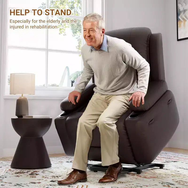 Fauteuil inclinable releveur électrique, Meuble réglable pour le dos et les jambes avec 3 positions, Poche latérale (largeur d'assise 22 + porte-gobelets)