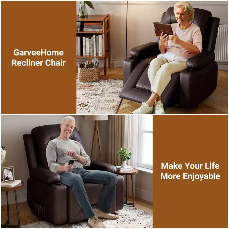 Fauteuil inclinable releveur électrique, Meuble réglable pour le dos et les jambes avec 3 positions, Poche latérale (largeur d'assise 22 + porte-gobelets)