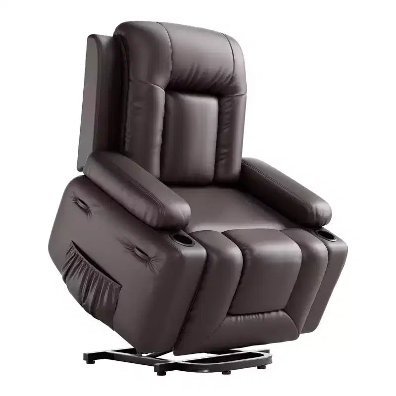 Fauteuil inclinable releveur électrique, Meuble réglable pour le dos et les jambes avec 3 positions, Poche latérale (largeur d'assise 22 + porte-gobelets)