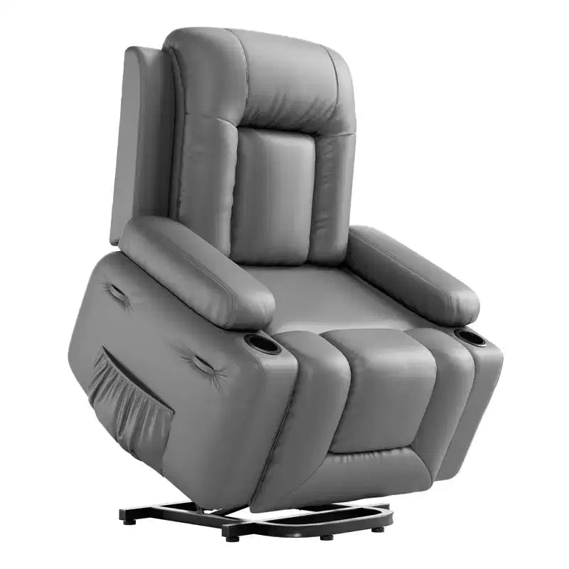 Fauteuil inclinable releveur électrique, Meuble réglable pour le dos et les jambes avec 3 positions, Poche latérale (largeur d'assise 22 + porte-gobelets)