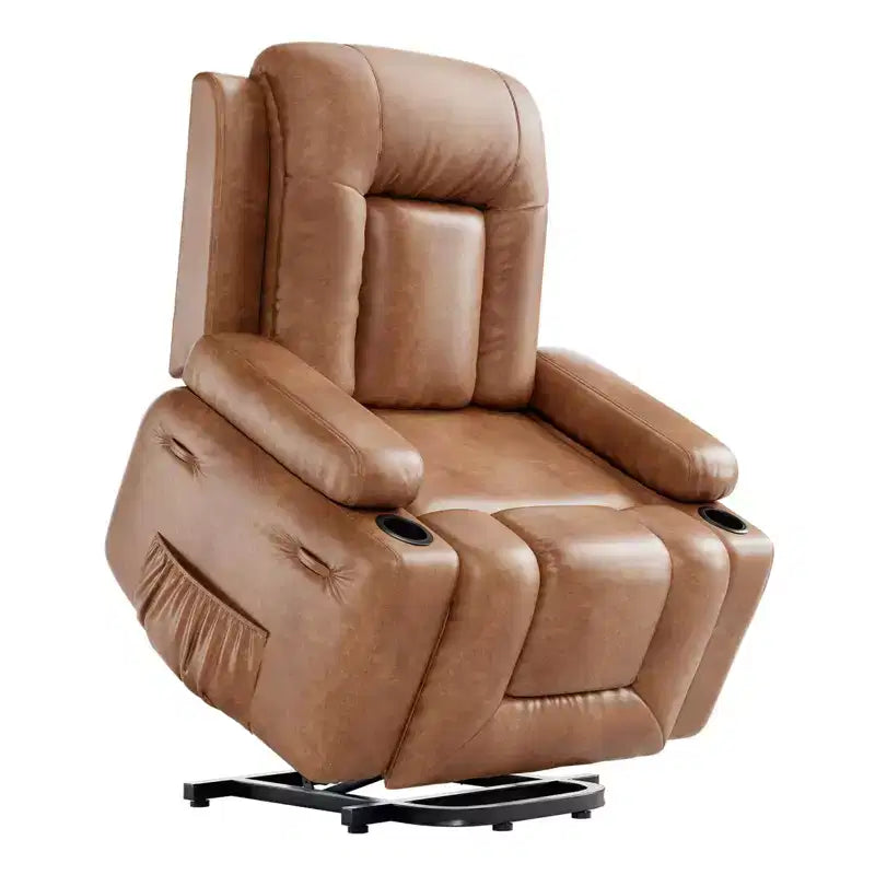 Fauteuil inclinable releveur électrique, Meuble réglable pour le dos et les jambes avec 3 positions, Poche latérale (largeur d'assise 22 + porte-gobelets)