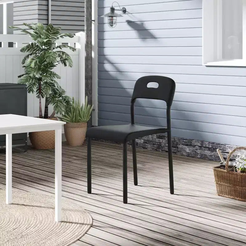 Chaises de salle à manger - Chaises modernes empilables, Chaise de salle à manger en plastique avec pieds en métal, Facile à assembler, Imperméable et résistante aux taches, pour l'intérieur et l'extérieur