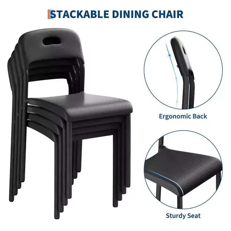 Chaises de salle à manger - Chaises modernes empilables, Chaise de salle à manger en plastique avec pieds en métal, Facile à assembler, Imperméable et résistante aux taches, pour l'intérieur et l'extérieur