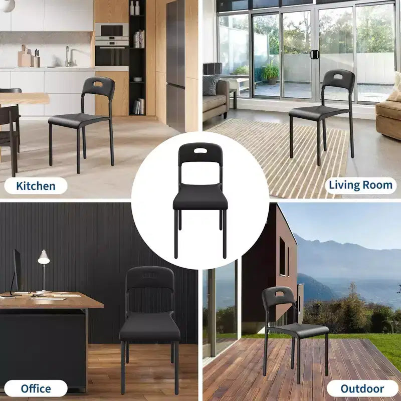 Chaises de salle à manger - Chaises modernes empilables, Chaise de salle à manger en plastique avec pieds en métal, Facile à assembler, Imperméable et résistante aux taches, pour l'intérieur et l'extérieur
