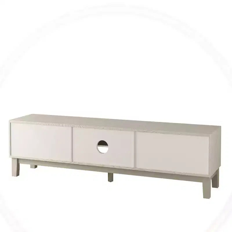 Meuble TV moderne pour téléviseurs jusqu'à 75 pouces, meuble de rangement avec 4 tiroirs, Noir+Gris/Blanc/Brun foncé