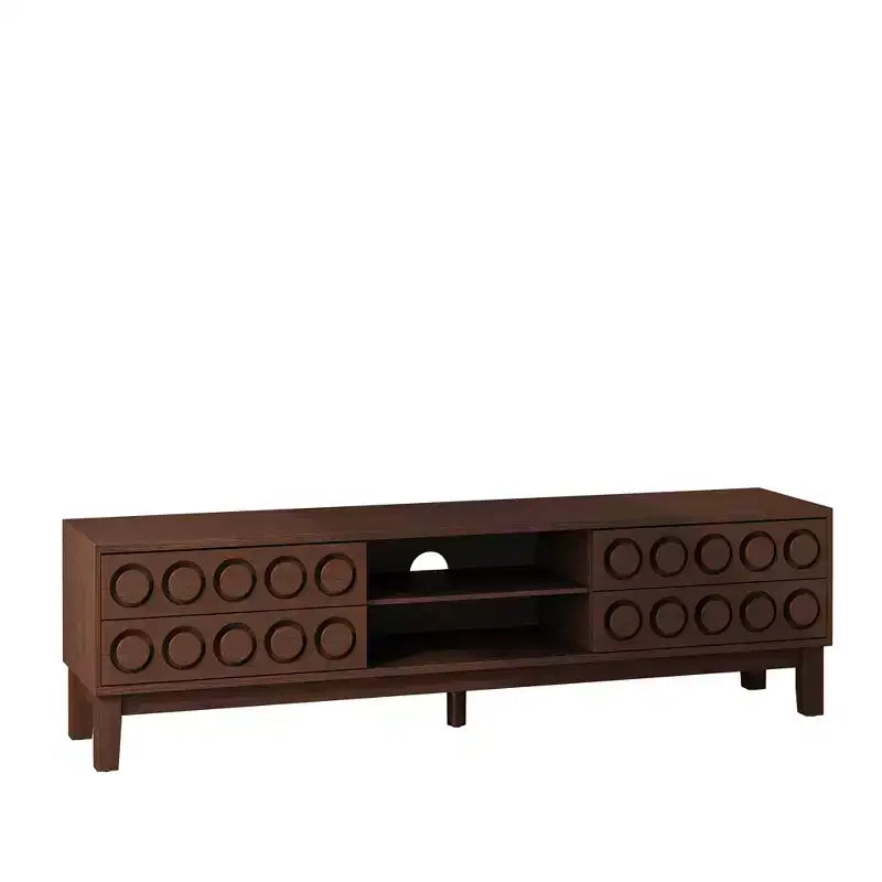 Meuble TV moderne pour téléviseurs jusqu'à 75 pouces, meuble de rangement avec 4 tiroirs, Noir+Gris/Blanc/Brun foncé
