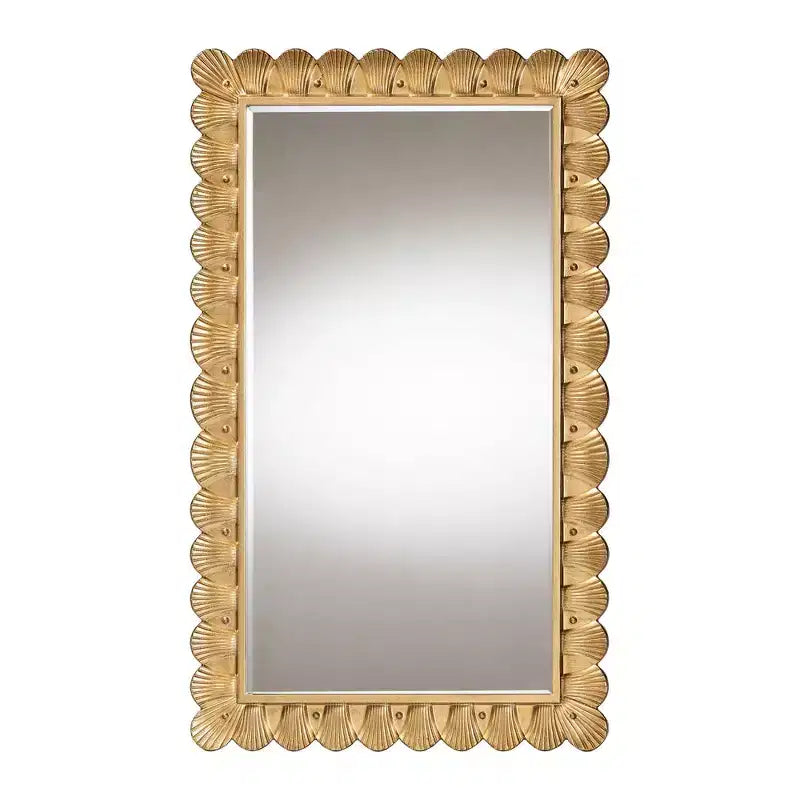 Miroir décoratif en bois doré antique avec bordure de coquillages