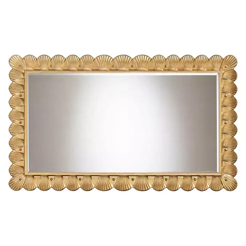 Miroir décoratif en bois doré antique avec bordure de coquillages