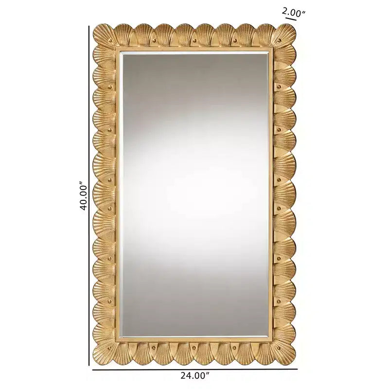 Miroir décoratif en bois doré antique avec bordure de coquillages