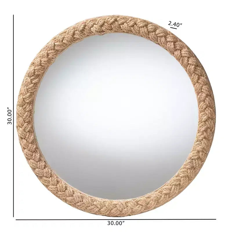 Miroir décoratif en corde tressée marine