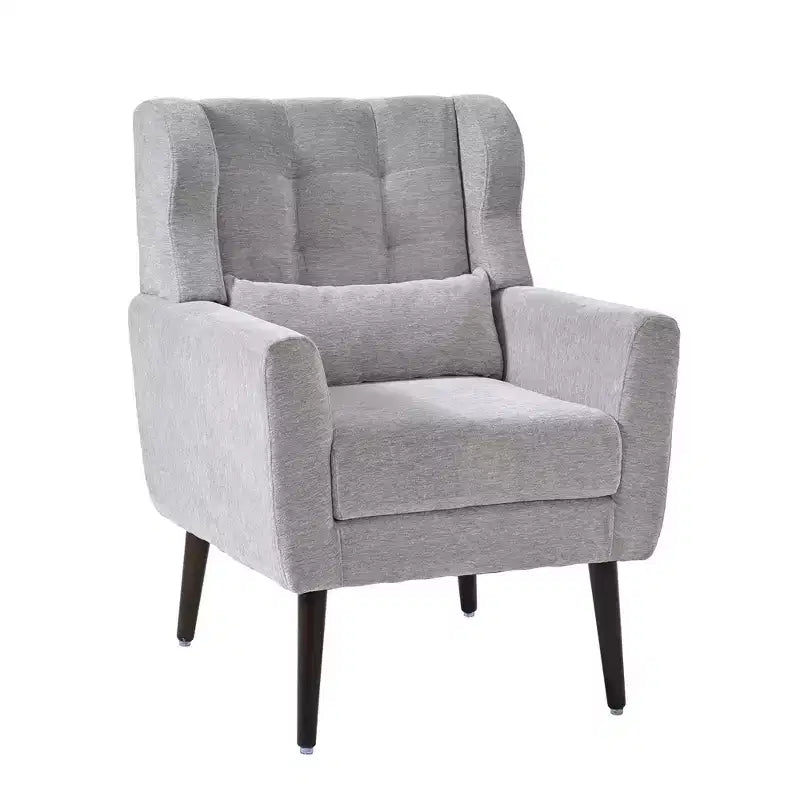 Fauteuil d'appoint moderne avec coussin rembourré et coussin décoratif, fauteuil de lecture avec pieds en bois, fauteuils d'appoint confortables pour le salon, la chambre à coucher